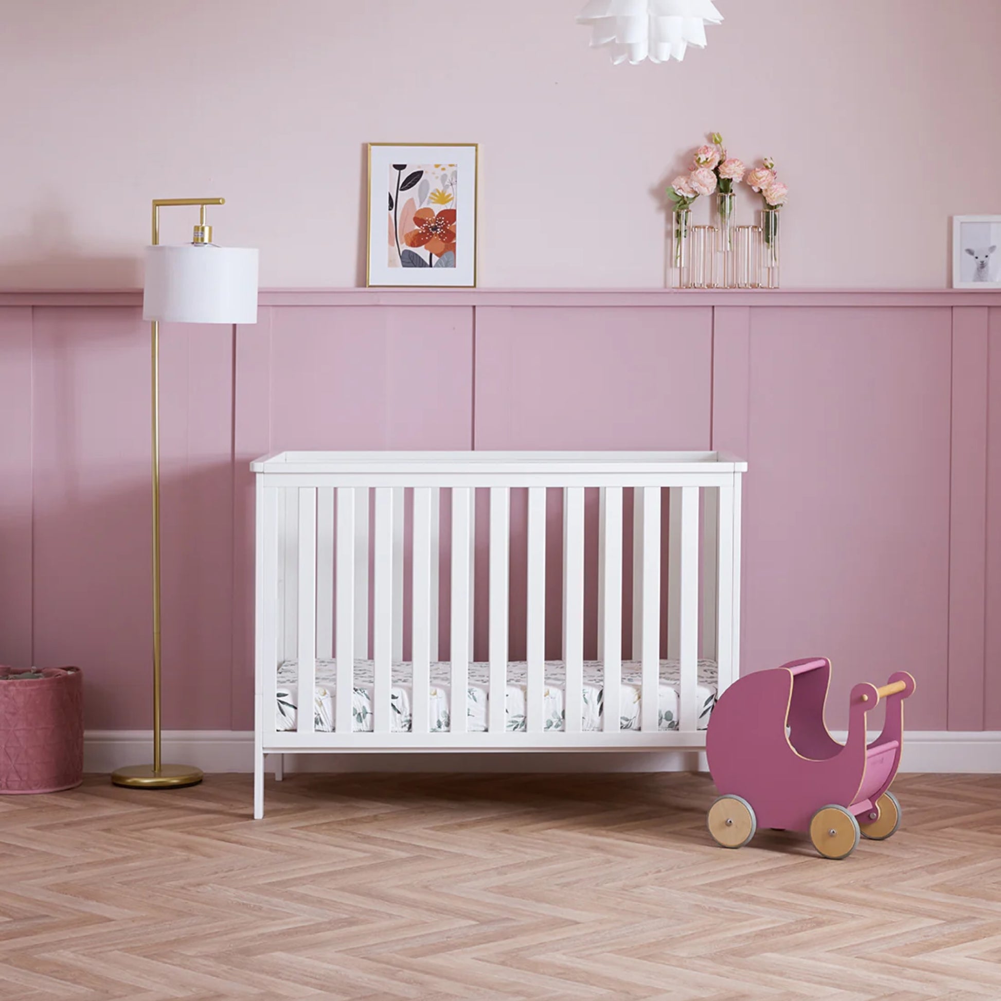 Obaby Evie Mini Cot Bed - White - Dreamy Nursery