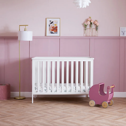 Obaby Evie Mini Cot Bed - White - Dreamy Nursery