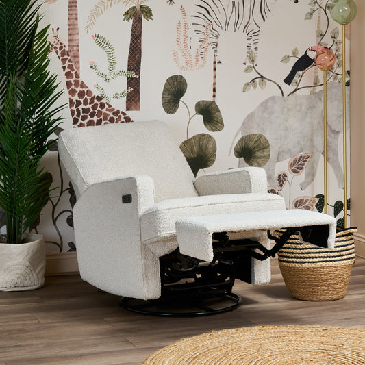 Obaby Madison Electric Swivel Glider Recliner Chair - Bouclé Style