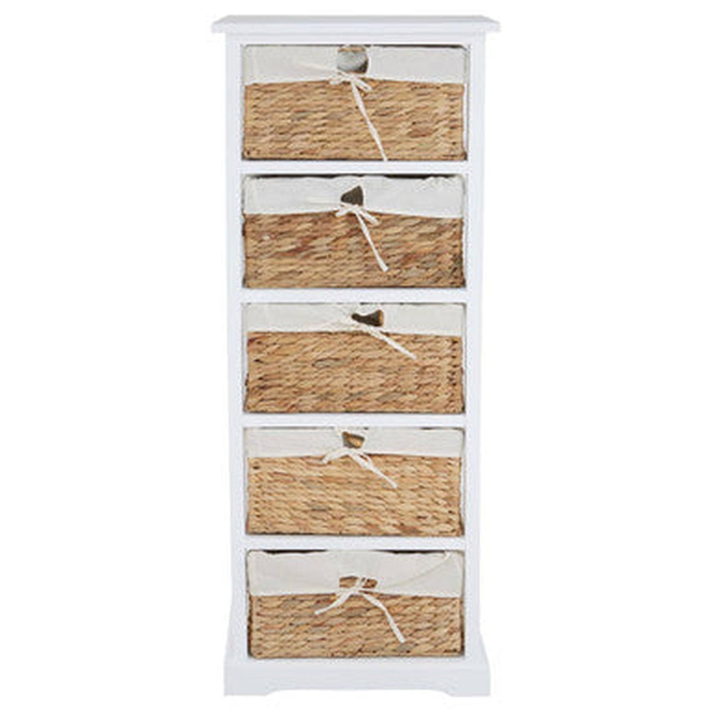 Orsina Ashby 5 Seagrass Drawer Chest - White & Natural