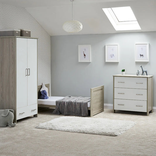 Obaby Nika Cot Bed - Grey Wash & White