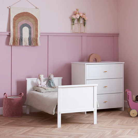 Obaby Evie Mini Cot Bed - White - Dreamy Nursery