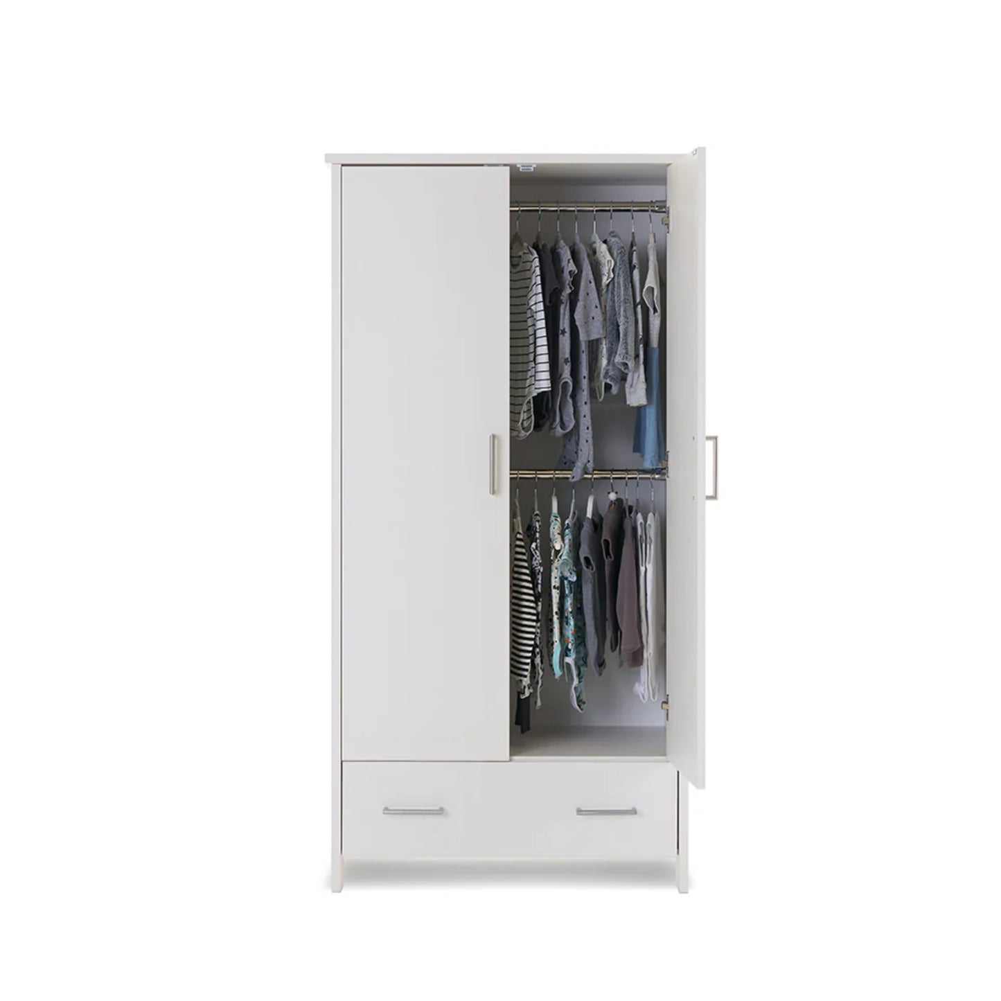 Obaby Nika Double Wardrobe - White Wash