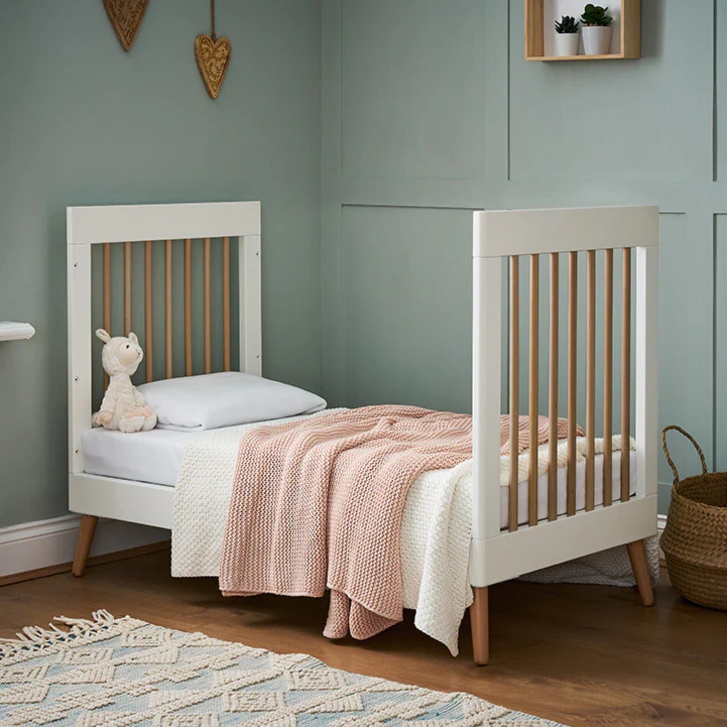 Obaby Maya Mini 2 Piece Room Set - White With Natural - Dreamy Nursery