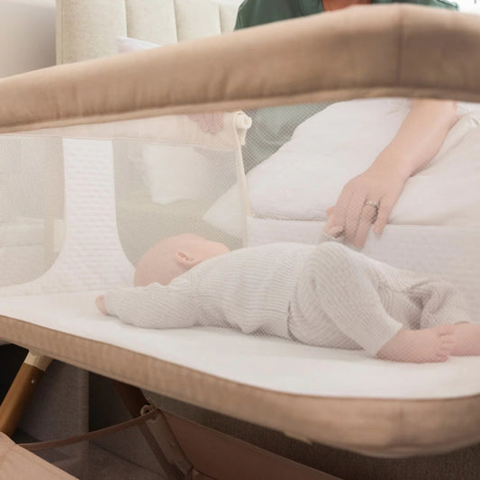 Obaby Cloud Bedside Crib - Oatmeal - Dreamy Nursery
