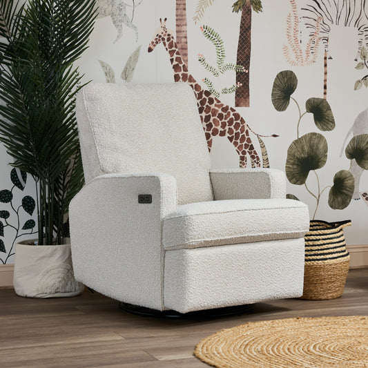 Obaby Madison Electric Swivel Glider Recliner Chair - Bouclé Style