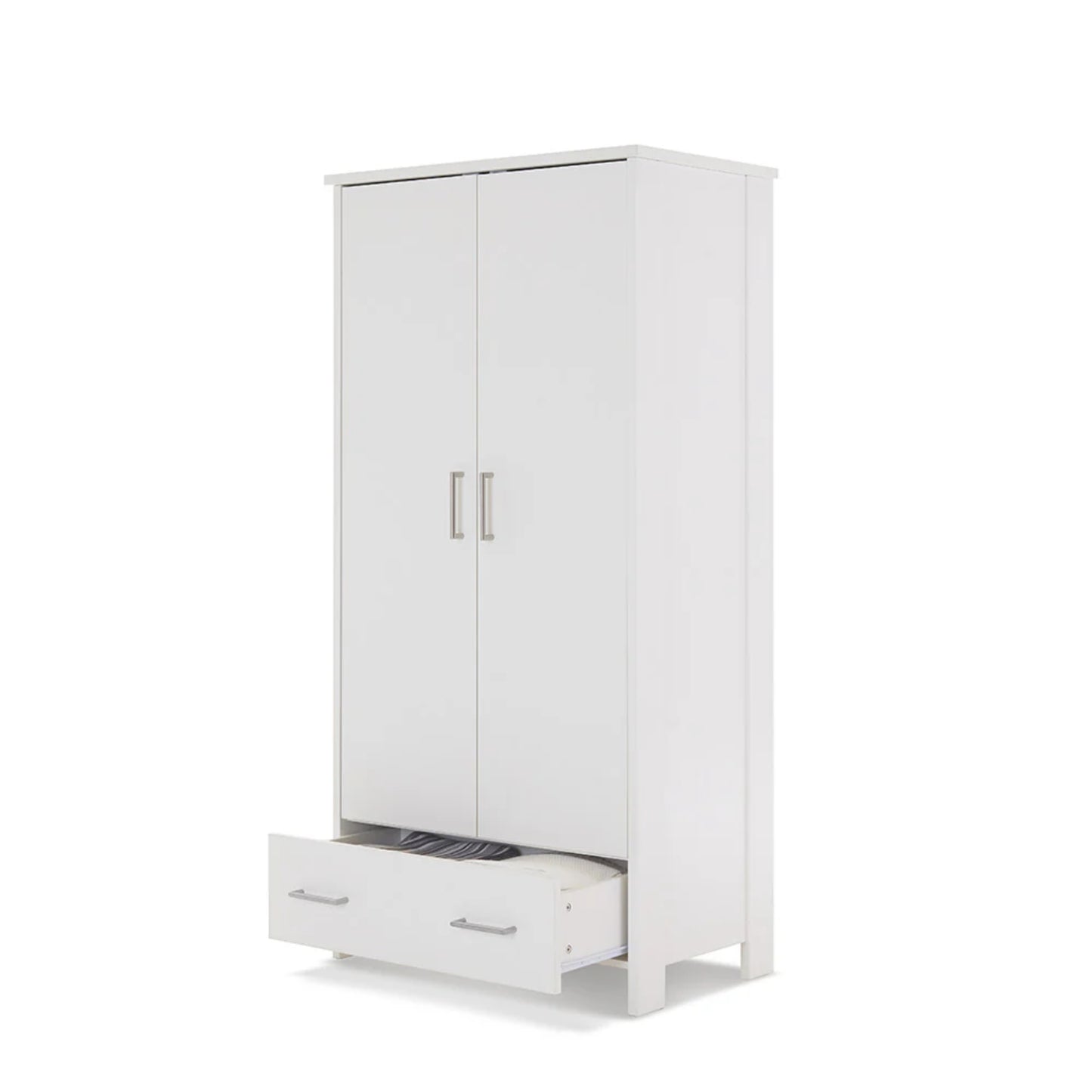 Obaby Nika Double Wardrobe - White Wash