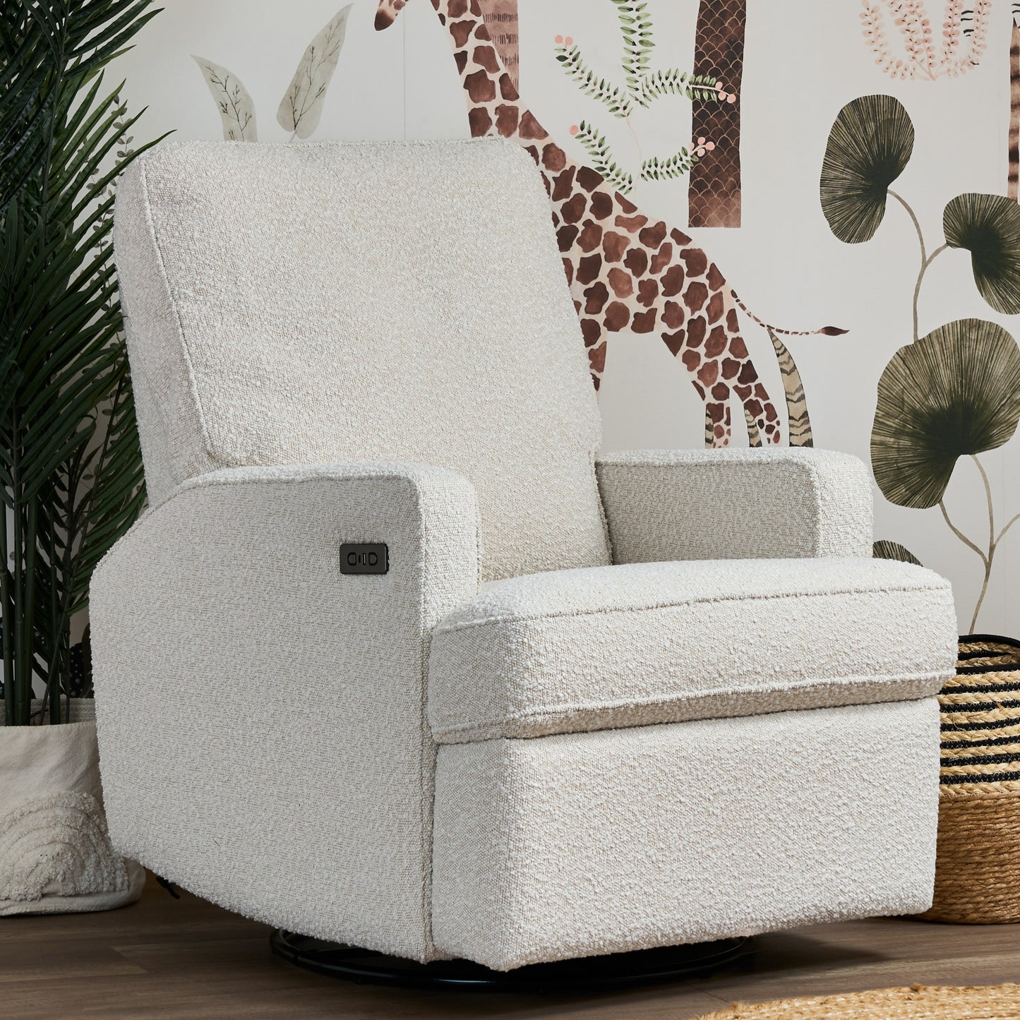 Obaby Madison Electric Swivel Glider Recliner Chair - Bouclé Style