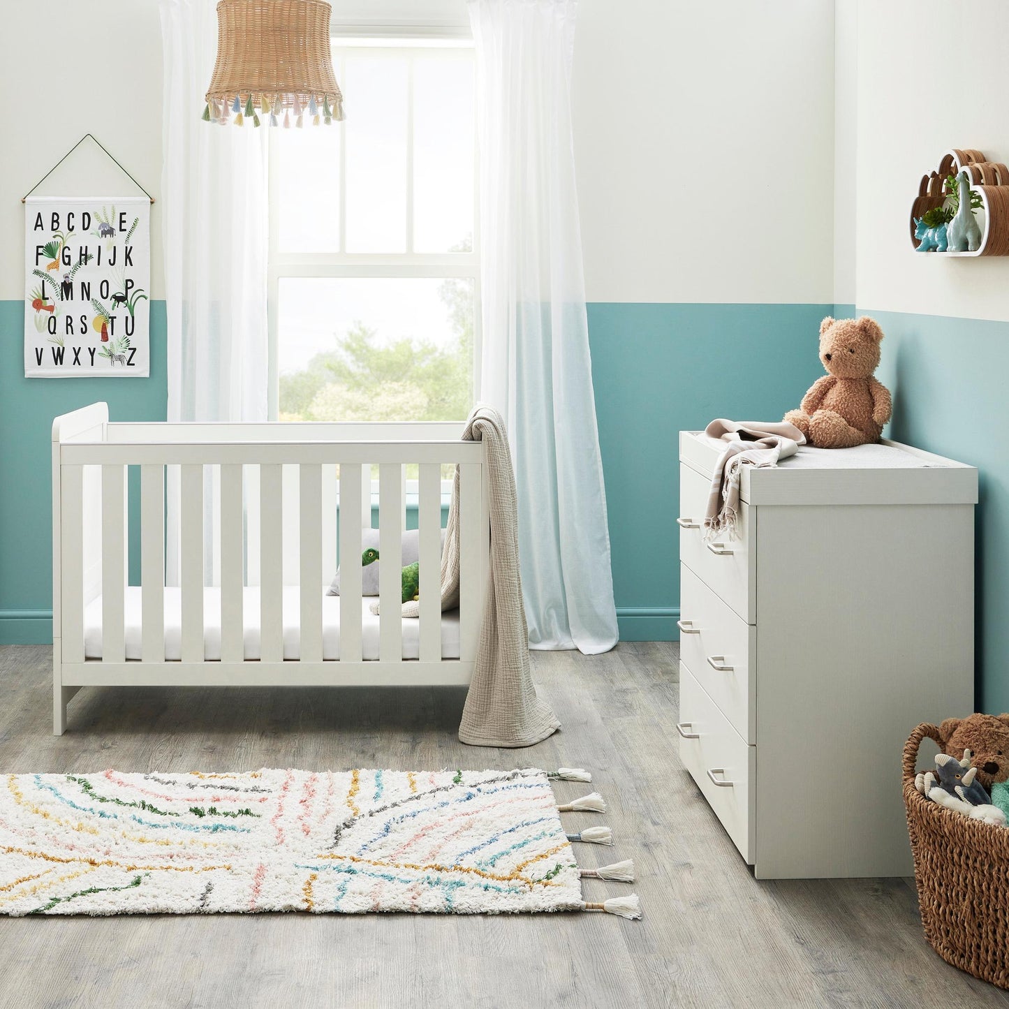 Babymore Caro Mini 2 Piece Room Set - White Wash-Dreamy Nursery