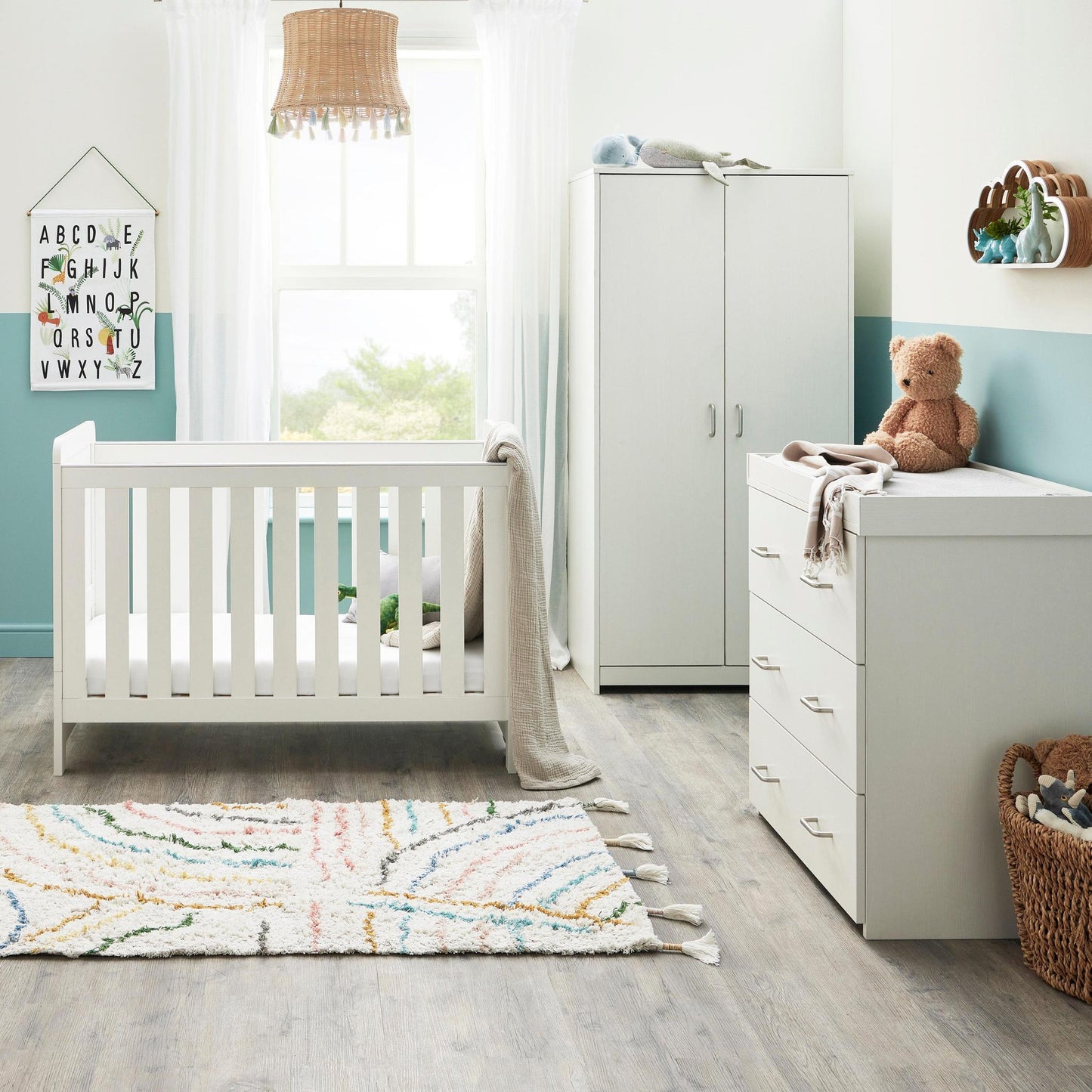 Babymore Caro Mini 3 Piece Room Set - White Wash-Dreamy Nursery