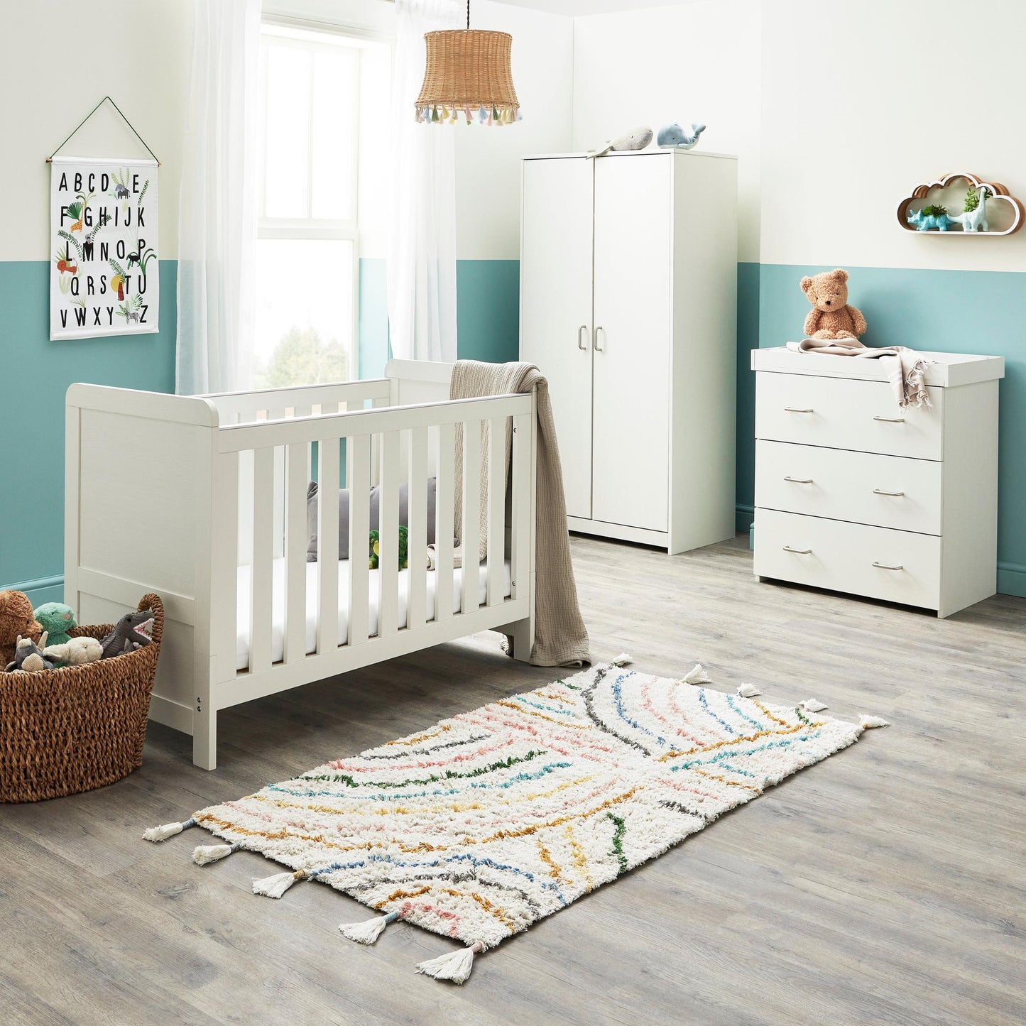 Babymore Caro Mini 3 Piece Room Set - White Wash-Dreamy Nursery