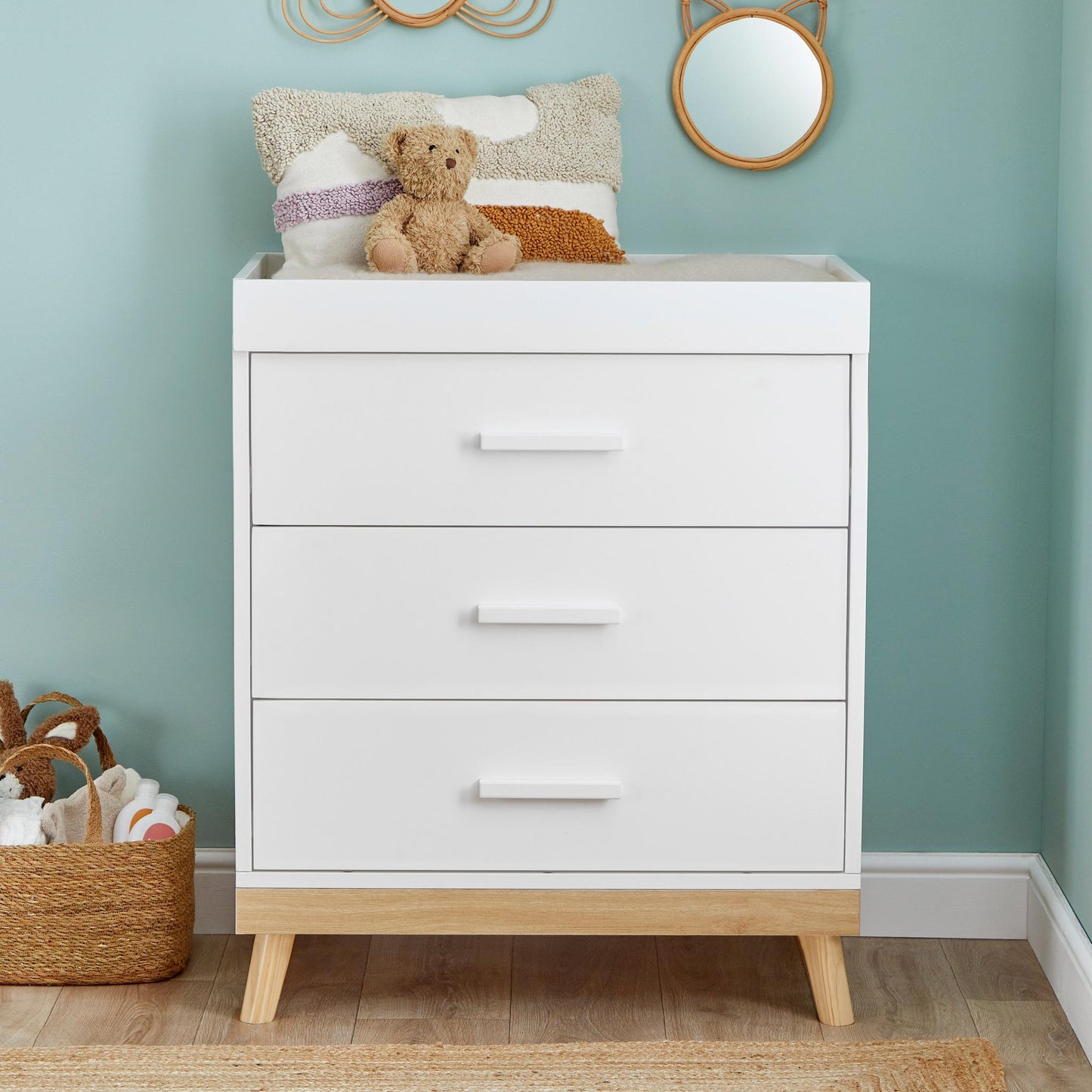 Babymore Mona Mini 3 Piece Nursery Room Set - White-Dreamy Nursery