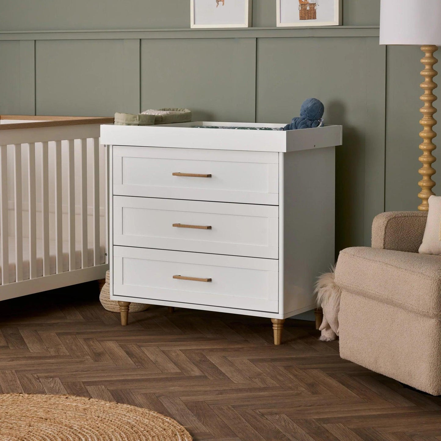 Obaby Orla 3 Piece Room Set - White with Oak-Dreamy Nursery