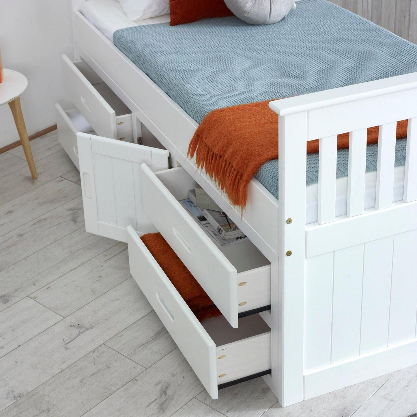 Amani Captains Storage Bed - White-Dreamy Nursery