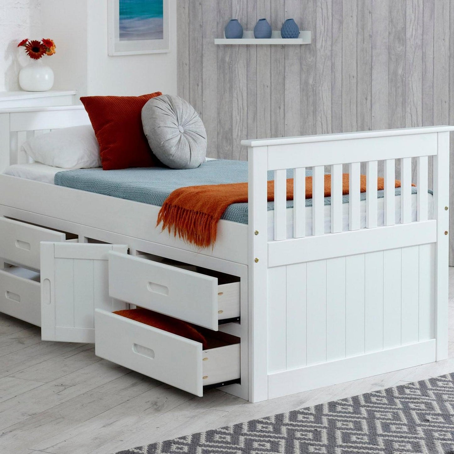 Amani Captains Storage Bed - White-Dreamy Nursery
