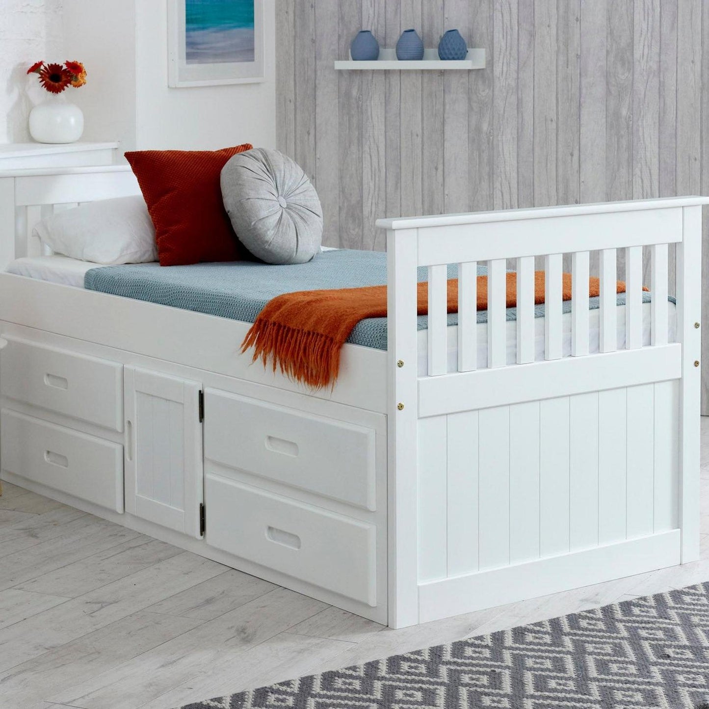 Amani Captains Storage Bed - White-Dreamy Nursery