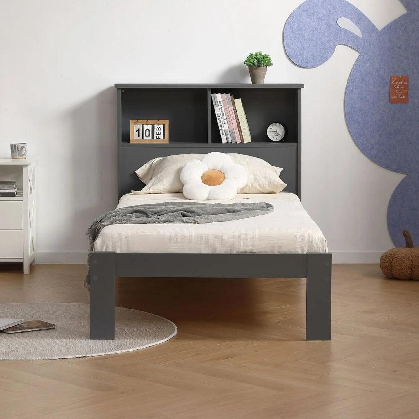 Amani Easton Single Shelf Bed - Grey-Dreamy Nursery