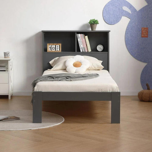 Amani Easton Single Shelf Bed - Grey-Dreamy Nursery