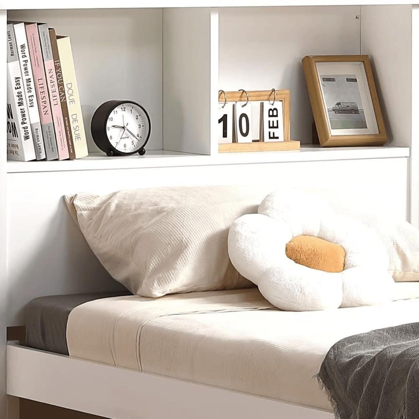 Amani Easton Single Shelf Bed - White-Dreamy Nursery
