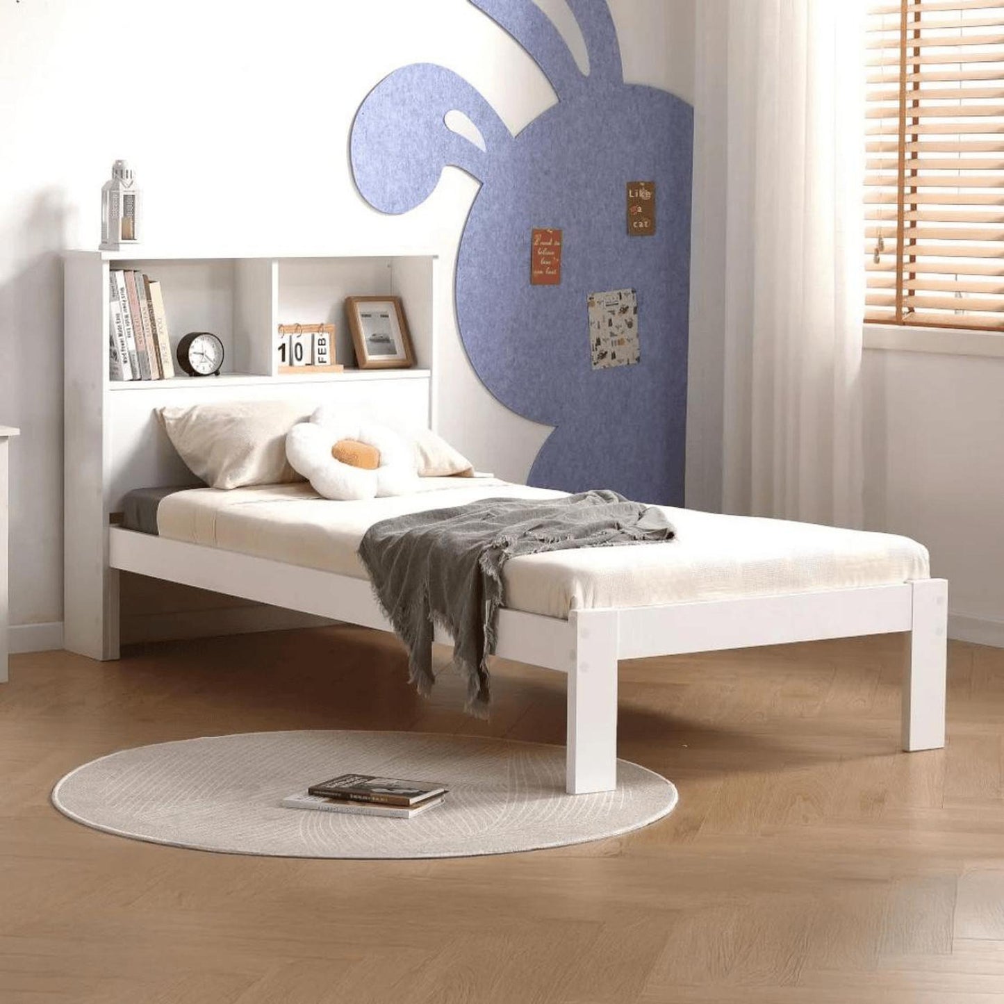 Amani Easton Single Shelf Bed - White-Dreamy Nursery