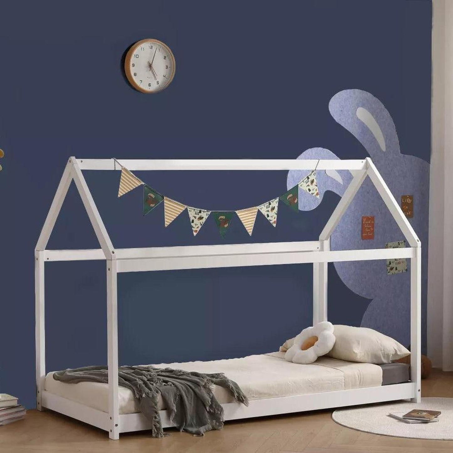 Amani Ely Montessori Style House Bed - White-Dreamy Nursery