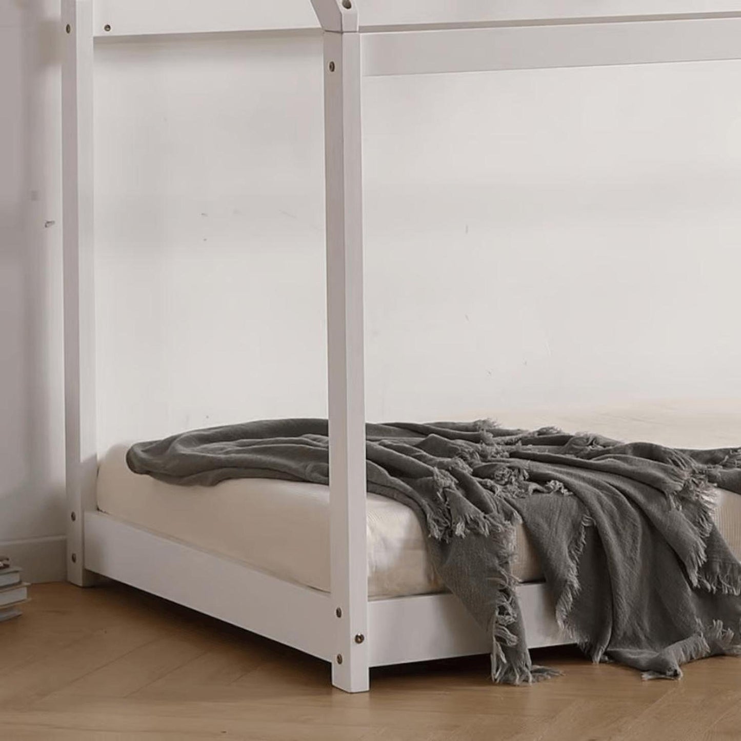 Amani Ely Montessori Style House Bed - White-Dreamy Nursery