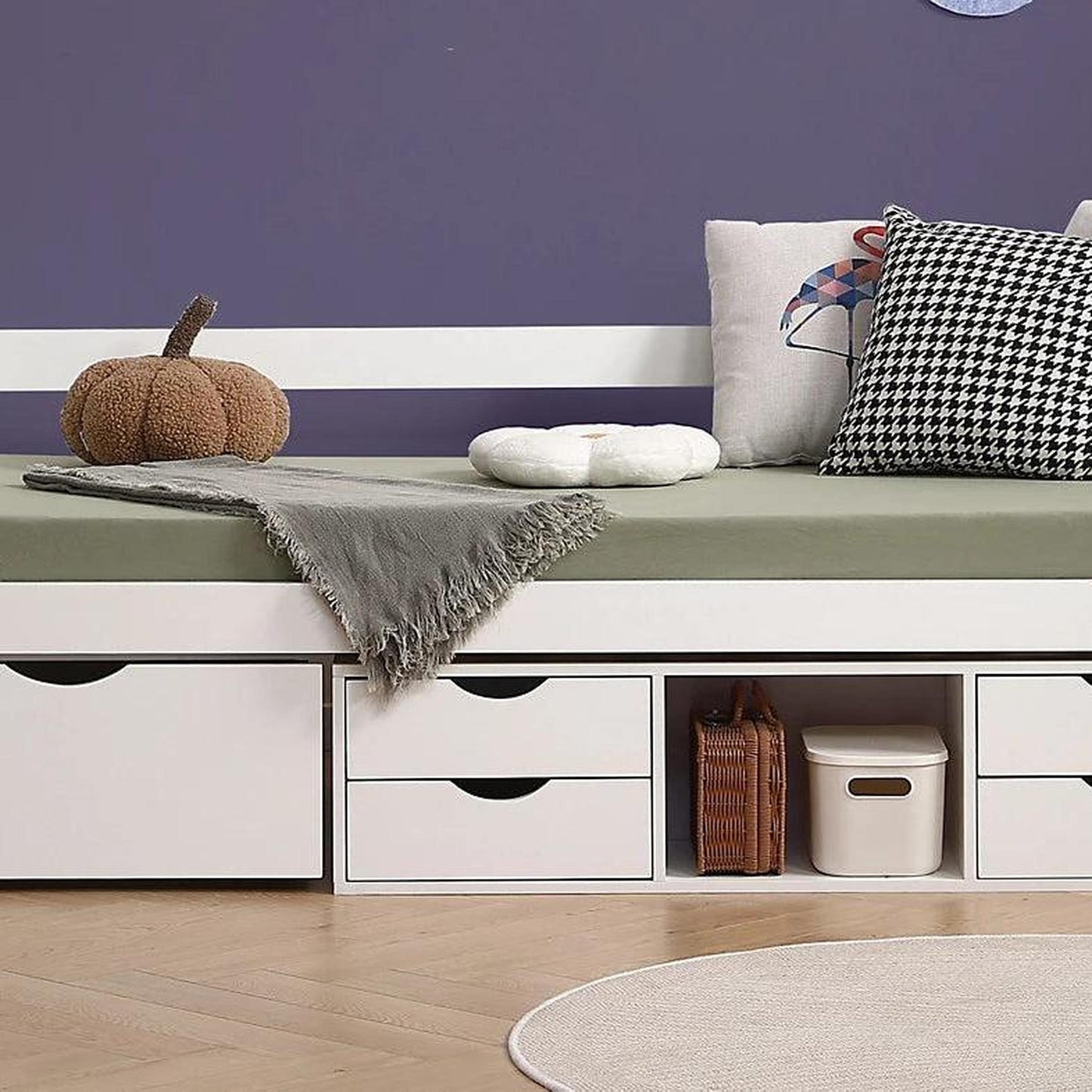 Amani London Day Storage Bed - White-Dreamy Nursery