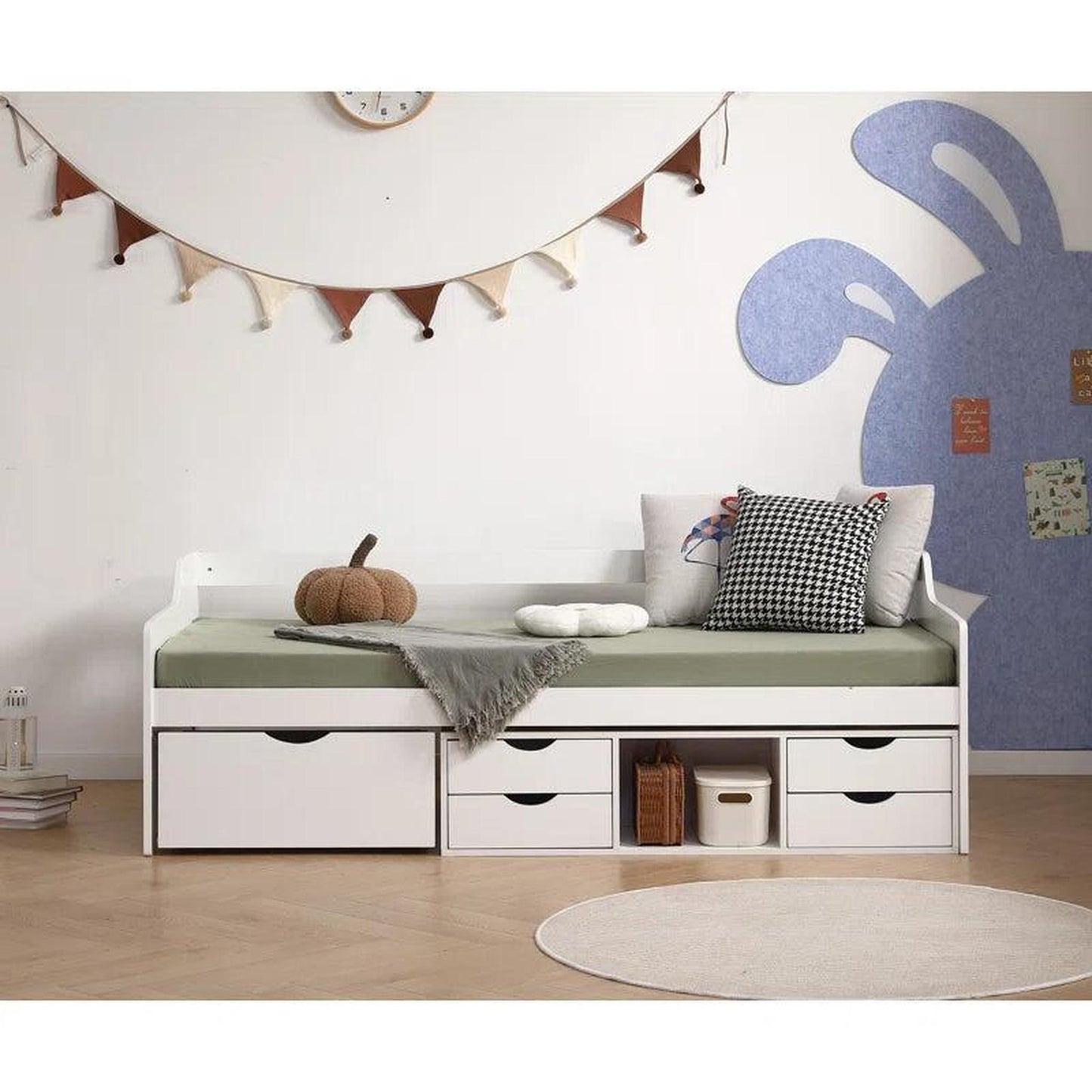 Amani London Day Storage Bed - White-Dreamy Nursery