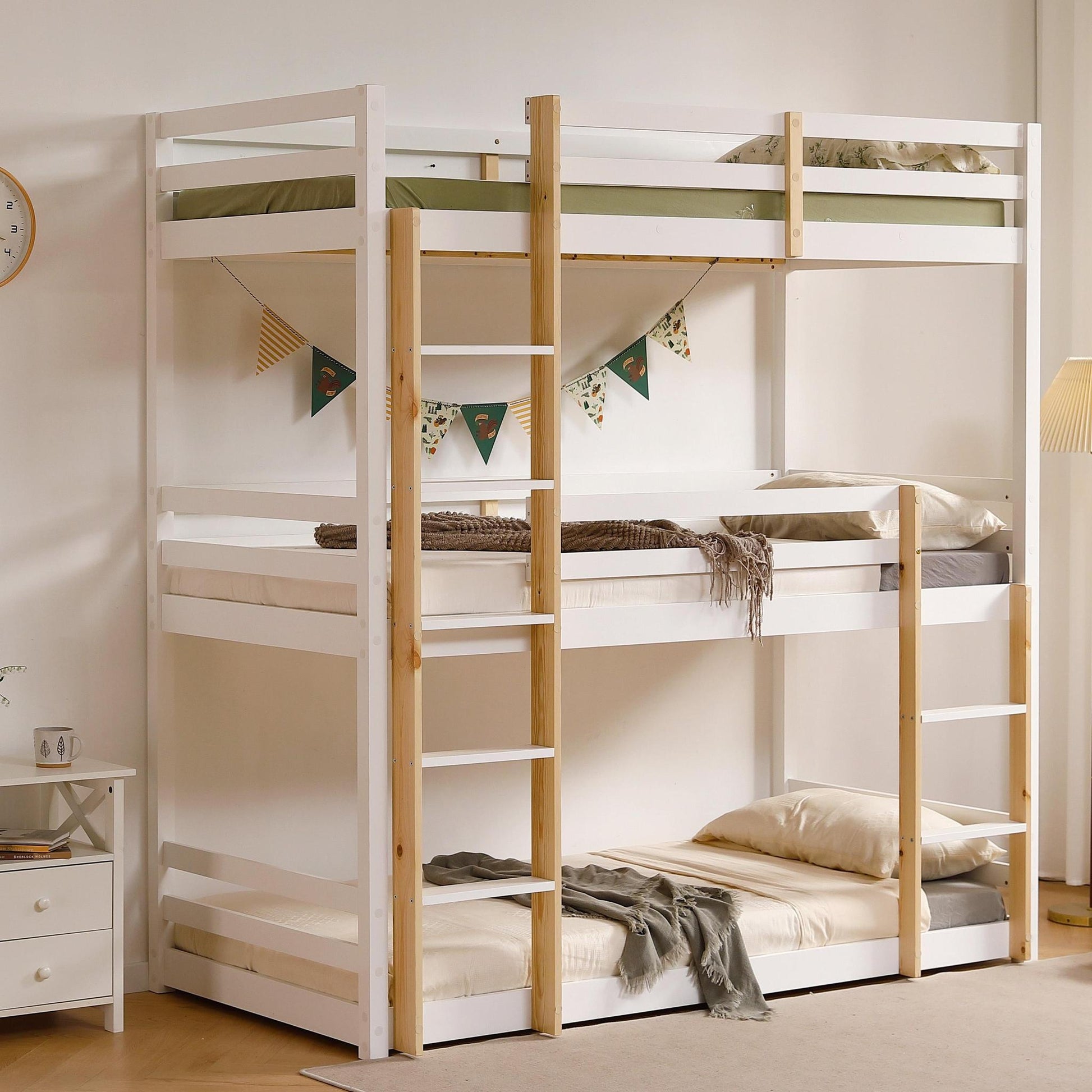 Amani Lydia Triple Bunk Bed - White-Dreamy Nursery