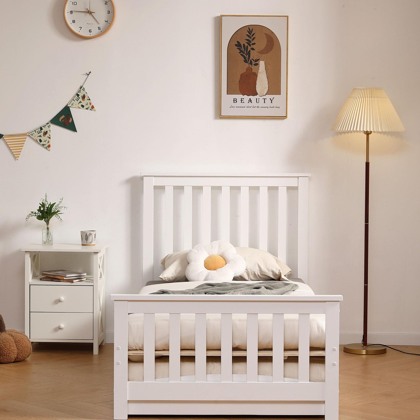 Amani Oxford Single Bed - White-Dreamy Nursery