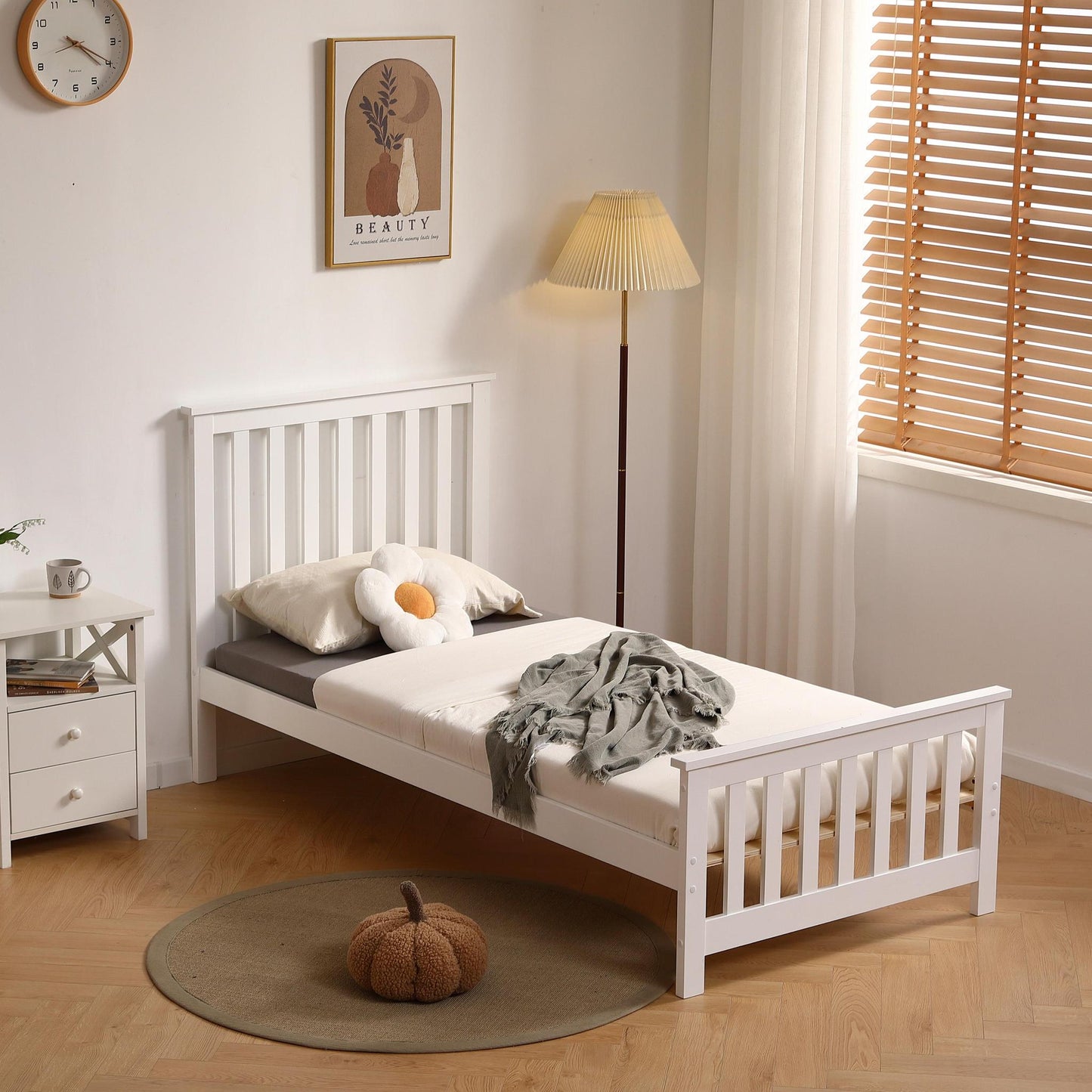 Amani Oxford Single Bed - White-Dreamy Nursery