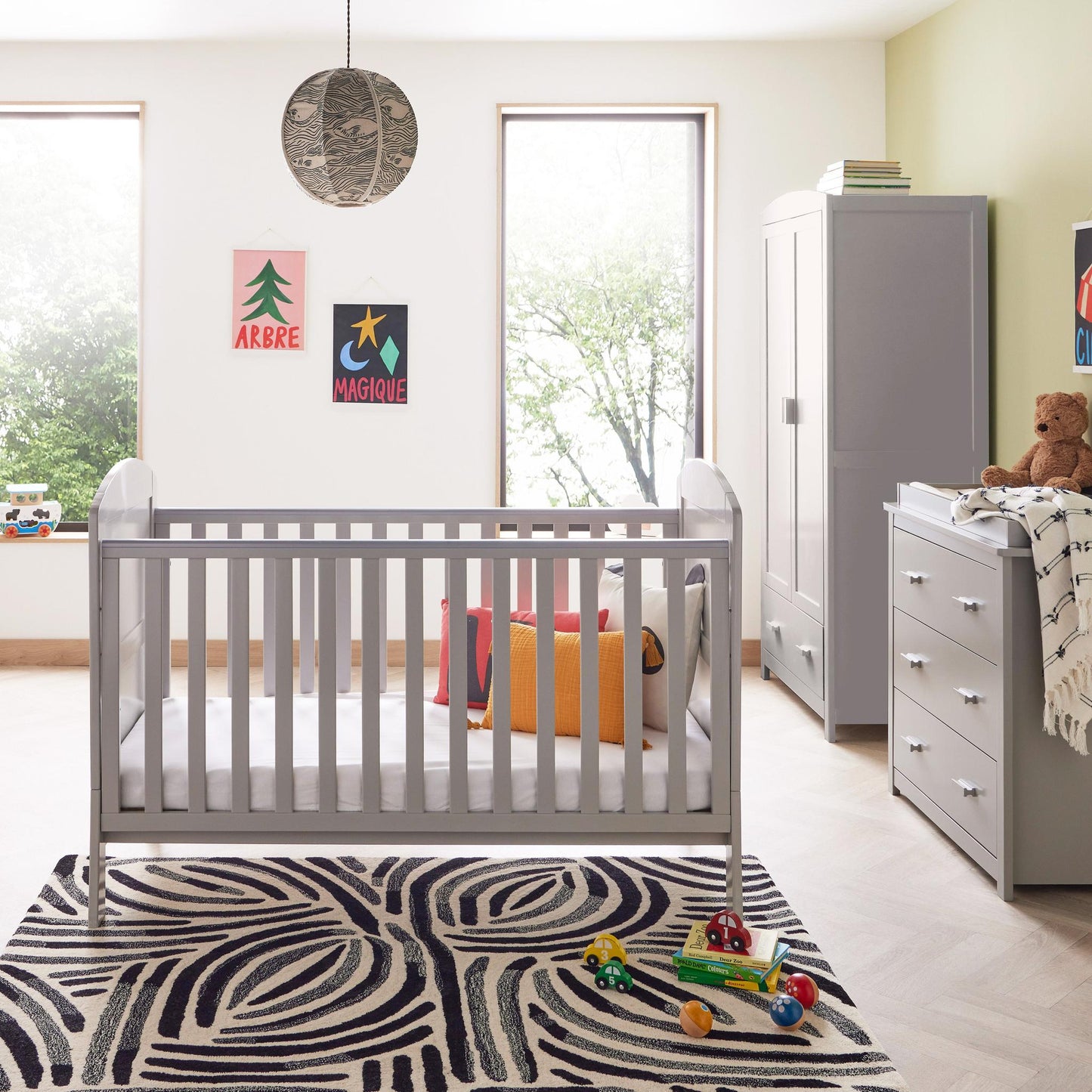 Babymore Aston 3 Piece Nursery Room Set - Grey-Dreamy Nursery