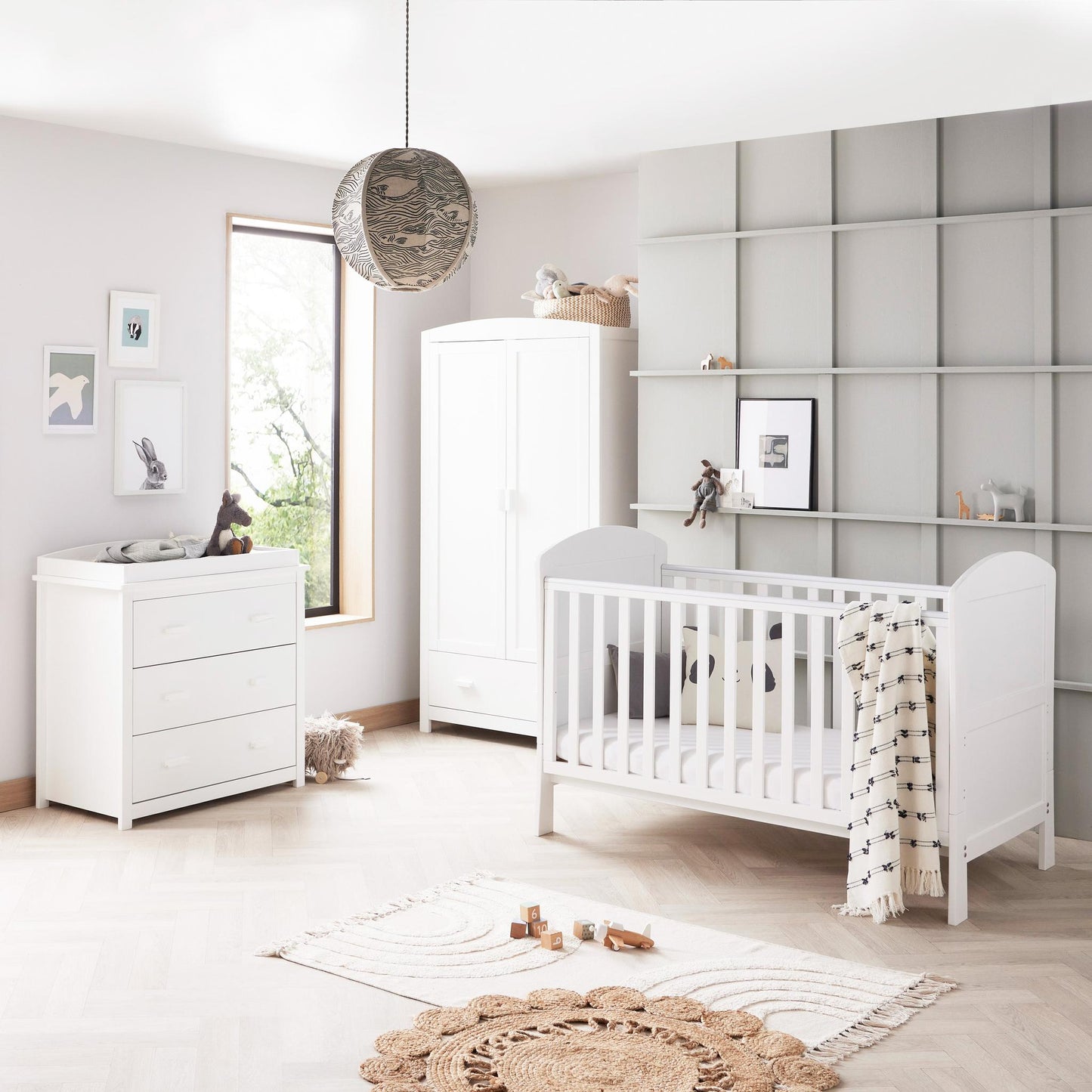 Babymore Aston 3 Piece Nursery Room Set - White-Dreamy Nursery