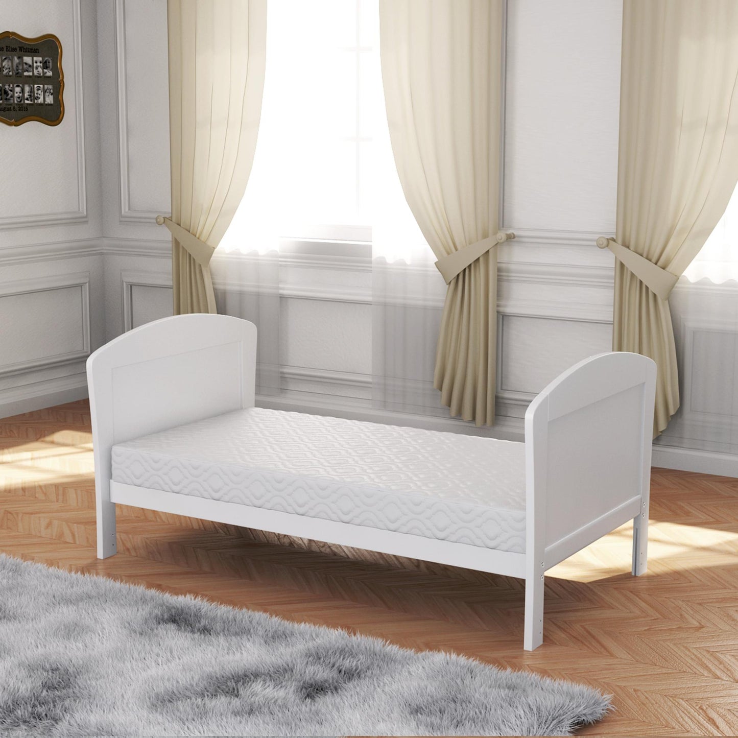 Babymore Aston Drop Side Cot Bed – White-Dreamy Nursery