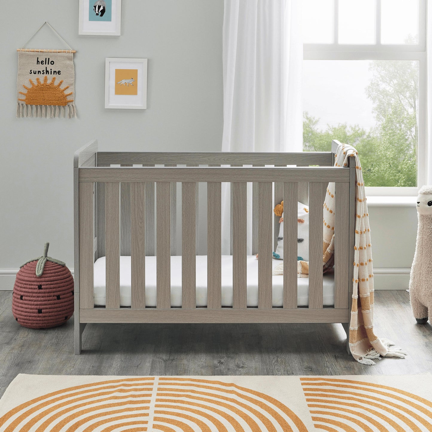 Babymore Caro Mini Cot Bed - Grey Wash-Dreamy Nursery