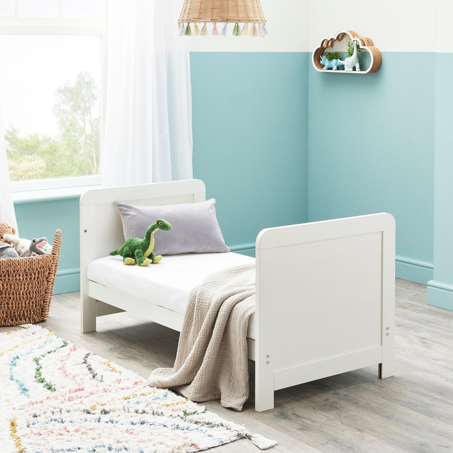 Babymore Caro Mini Cot Bed - White Wash-Dreamy Nursery