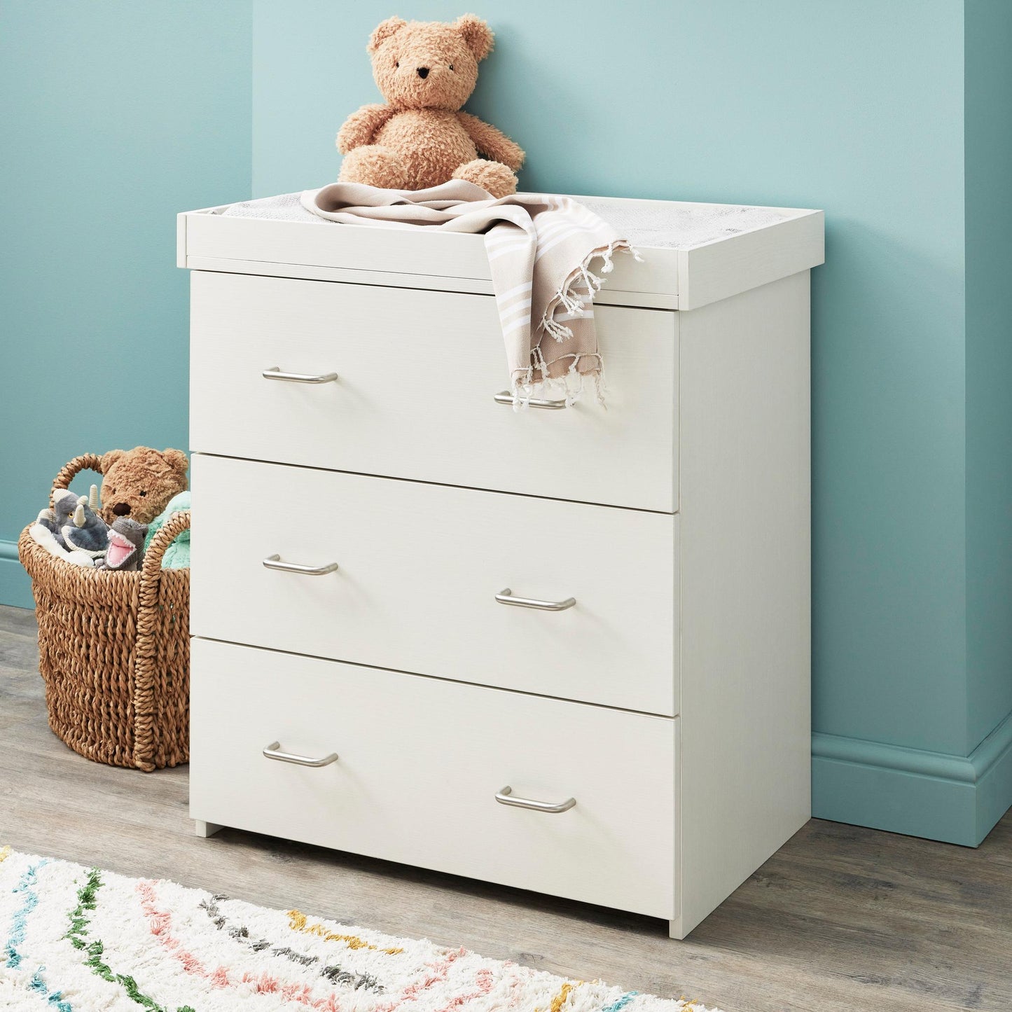 Babymore Caro Nursery Chest Changer - White Wash-Dreamy Nursery