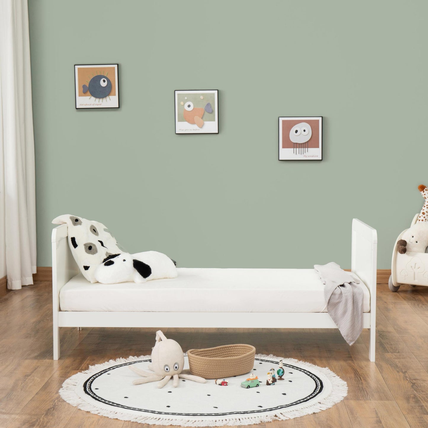 Babymore Caro Urban Cot Bed – White-Dreamy Nursery