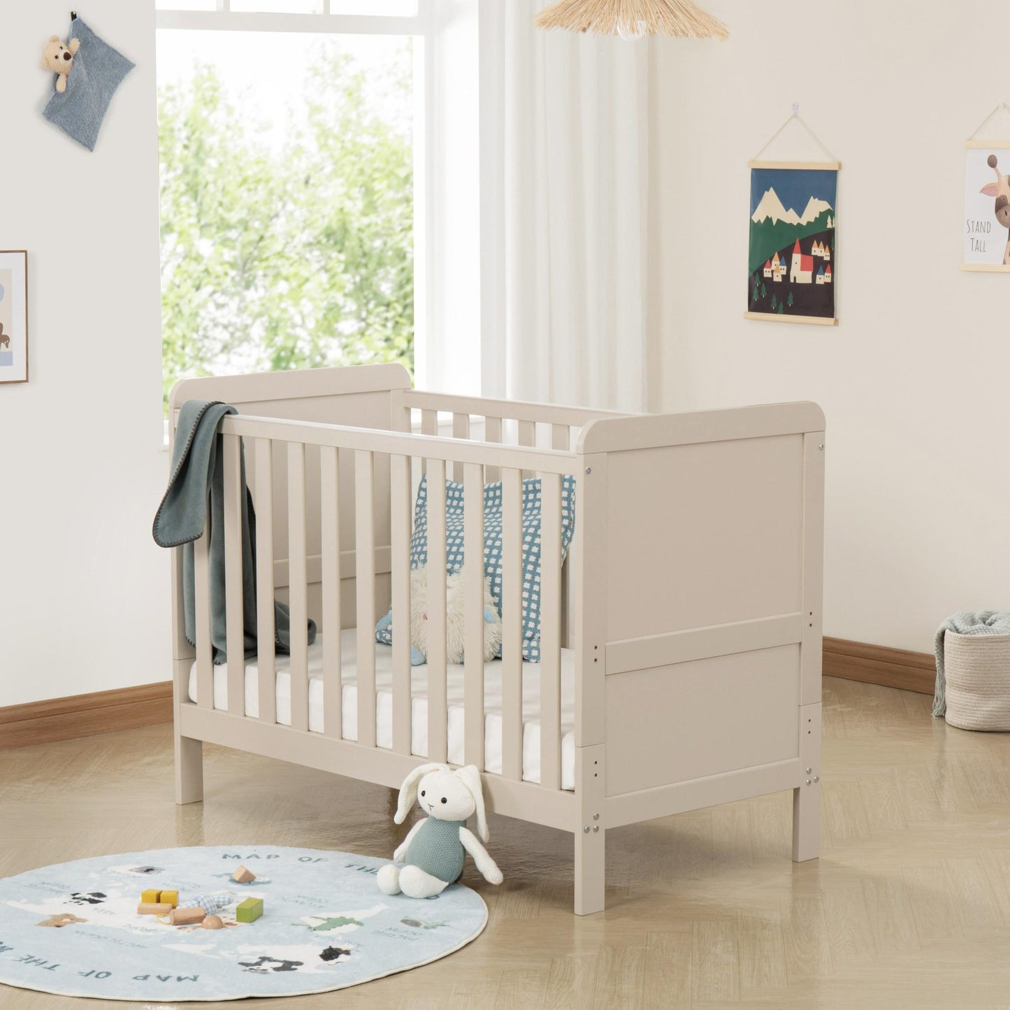 Babymore Caro Urban Mini Cot Bed - Cashmere-Dreamy Nursery
