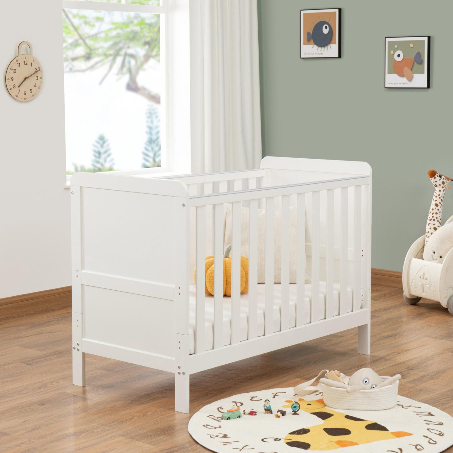 Babymore Caro Urban Mini Cot Bed - White-Dreamy Nursery