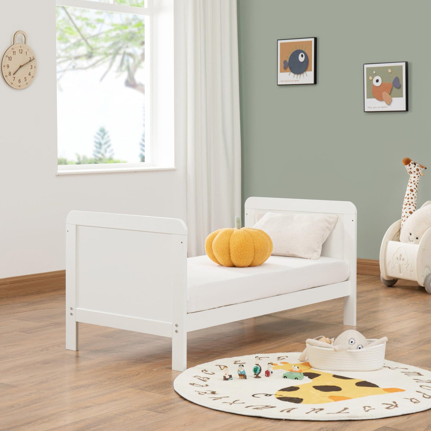 Babymore Caro Urban Mini Cot Bed - White-Dreamy Nursery