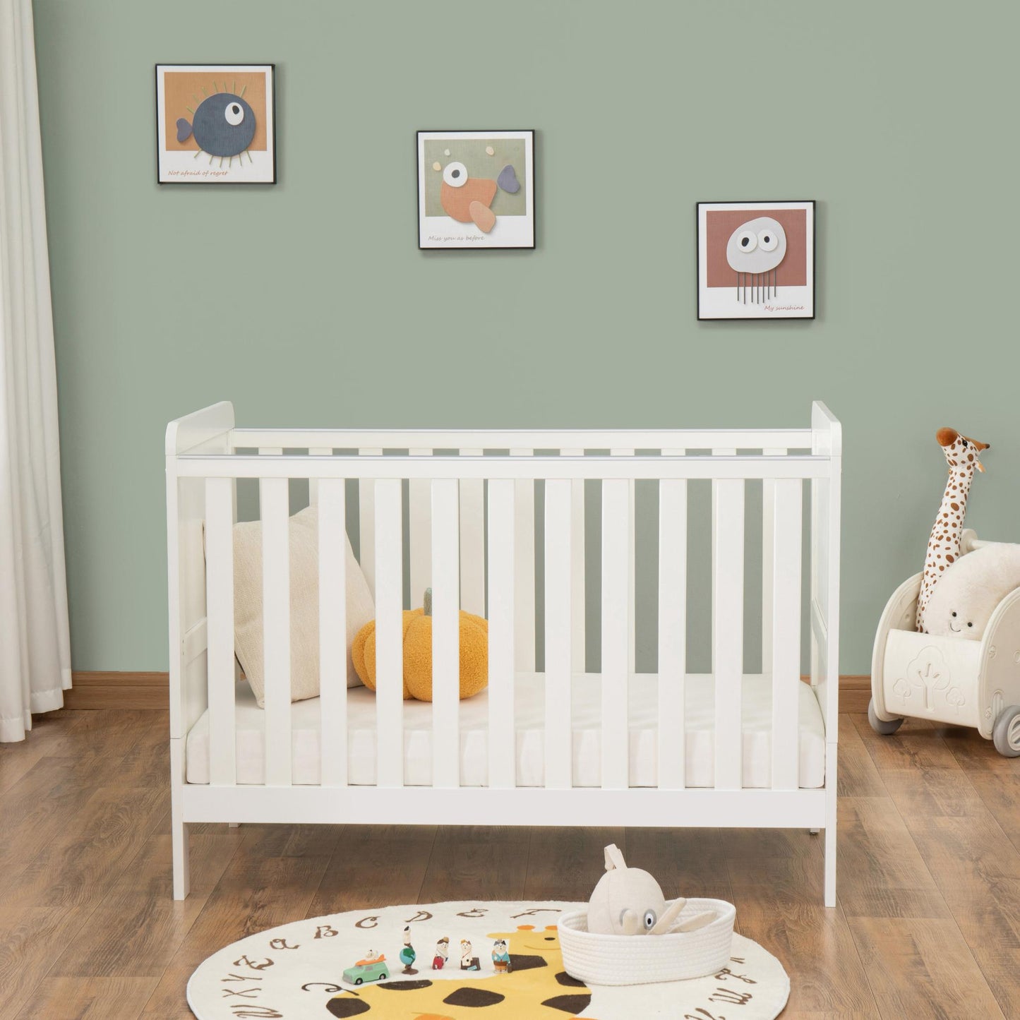Babymore Caro Urban Mini Cot Bed - White-Dreamy Nursery