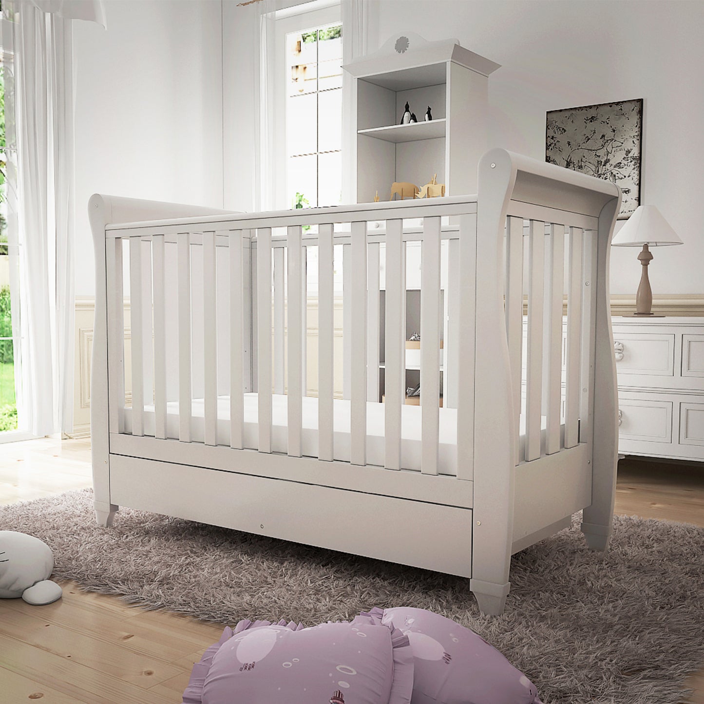 Babymore Eva Mini 2 Piece Nursery Room Set - White-Dreamy Nursery