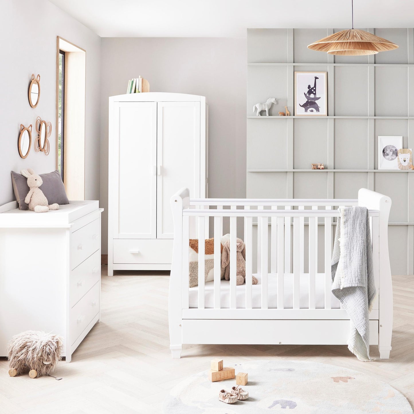 Babymore Eva Mini 3 Piece Nursery Room Set - White-Dreamy Nursery
