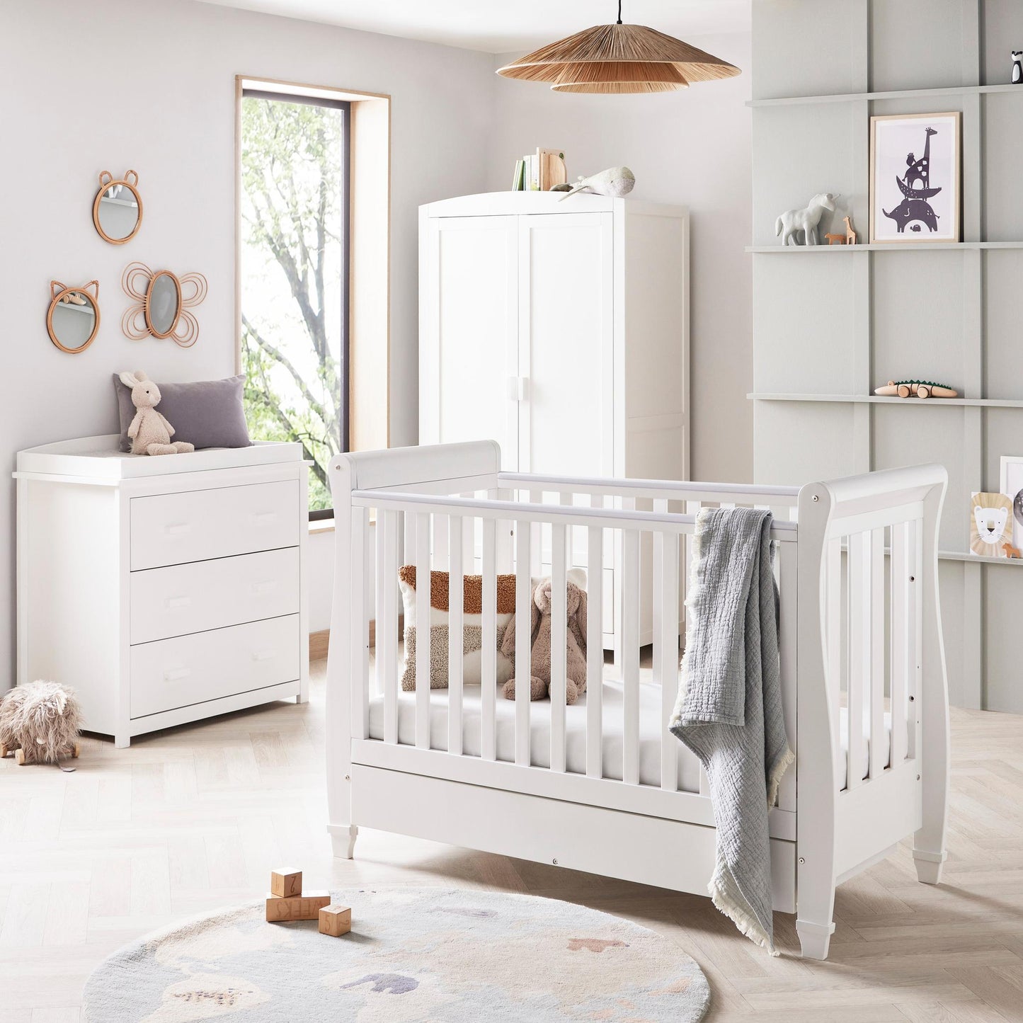 Babymore Eva Mini 3 Piece Nursery Room Set - White-Dreamy Nursery