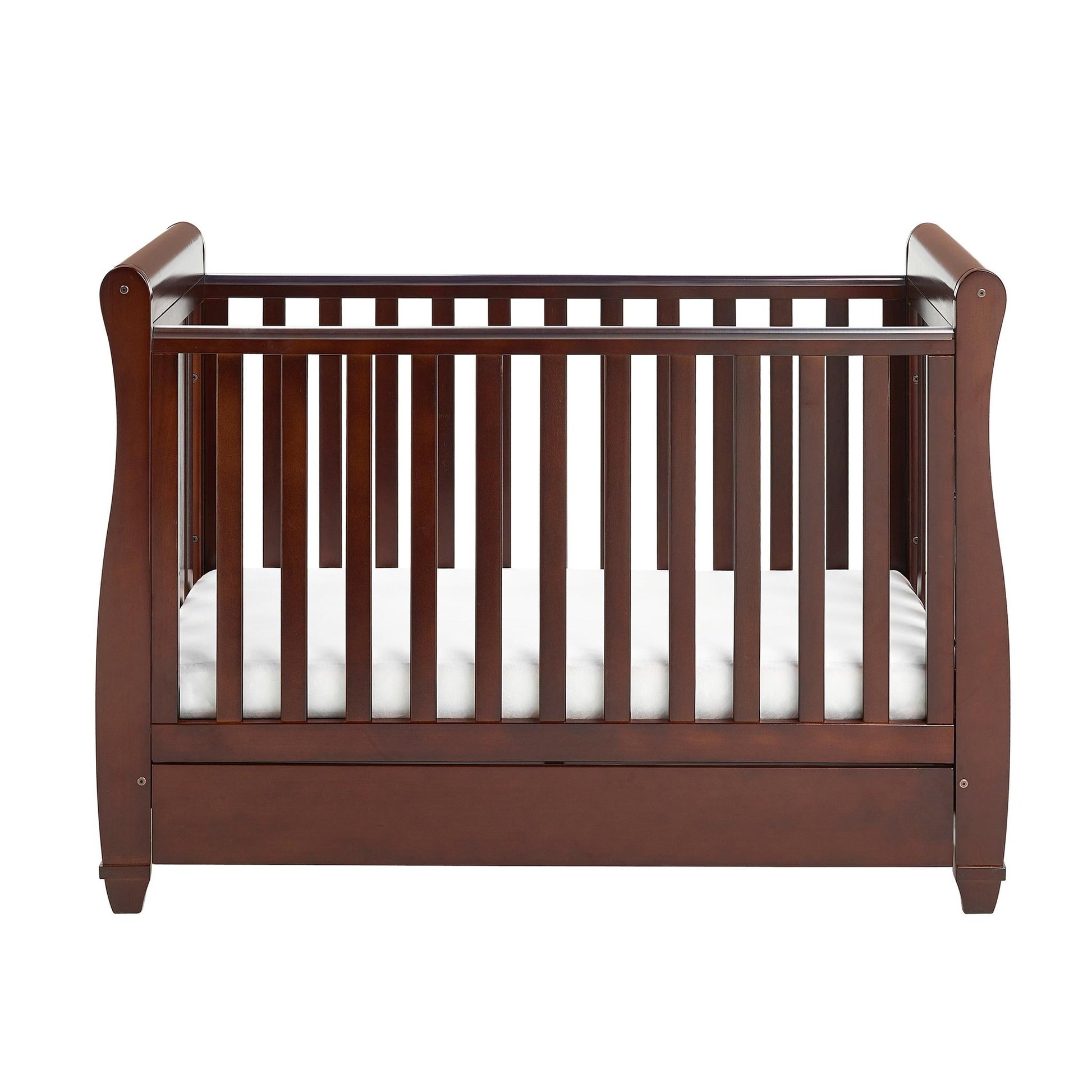 Babymore Eva Sleigh Cot Bed Drop Side (with under-cot storage) - Brown-Dreamy Nursery
