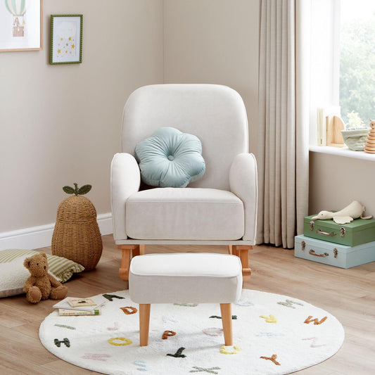 Babymore Freya Nursing Chair with Footstool – Cream-Dreamy Nursery