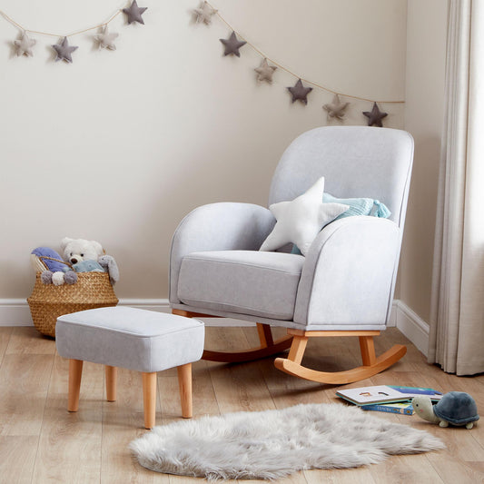 Babymore Freya Nursing Chair with Footstool – Grey-Dreamy Nursery