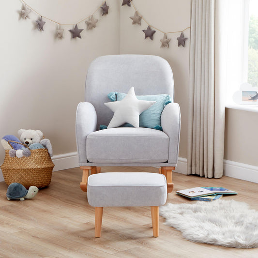 Babymore Freya Nursing Chair with Footstool – Grey-Dreamy Nursery