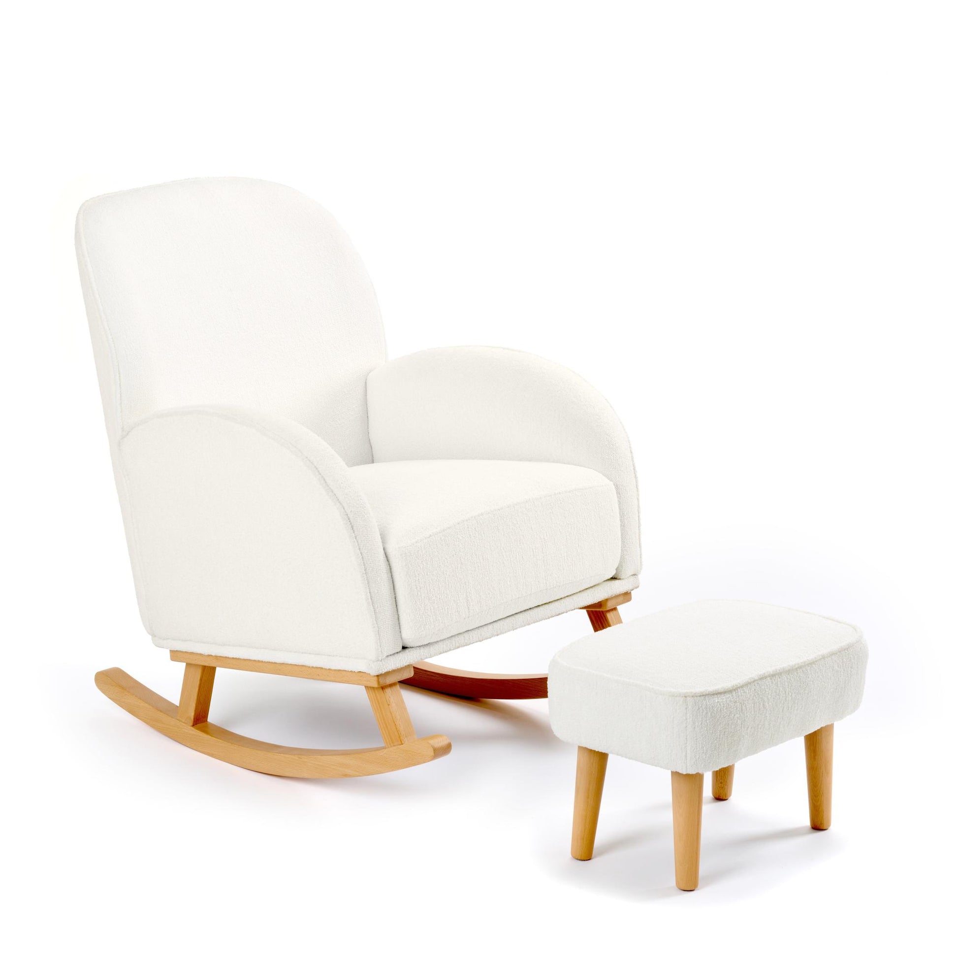 Babymore Freya Nursing Chair with Footstool – Off White Bouclé-Dreamy Nursery